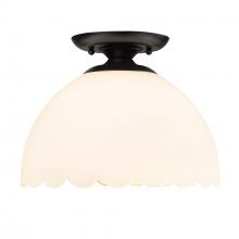  6954-SF BLK-OP - Dorinda BLK Semi-Flush in Matte Black with Opal Shade